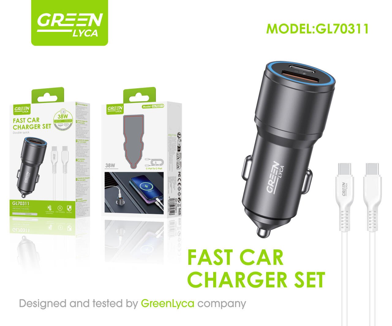 Cargador De Coche Con Cable C To C - Astihl - quality