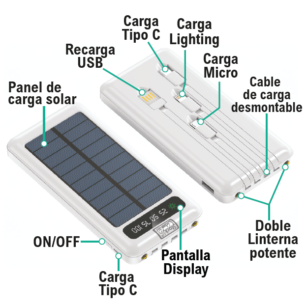 Powerbank con carga solar - Astihl - quality