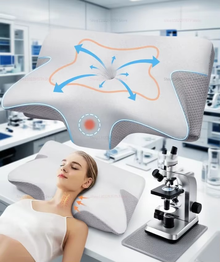 Almohada Cervical de espuma viscoelástica, ortopédica de contorno ergonómico 2 en 1