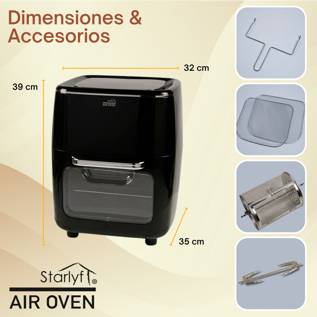 Horno freidora de aire de 12 L de capacidad